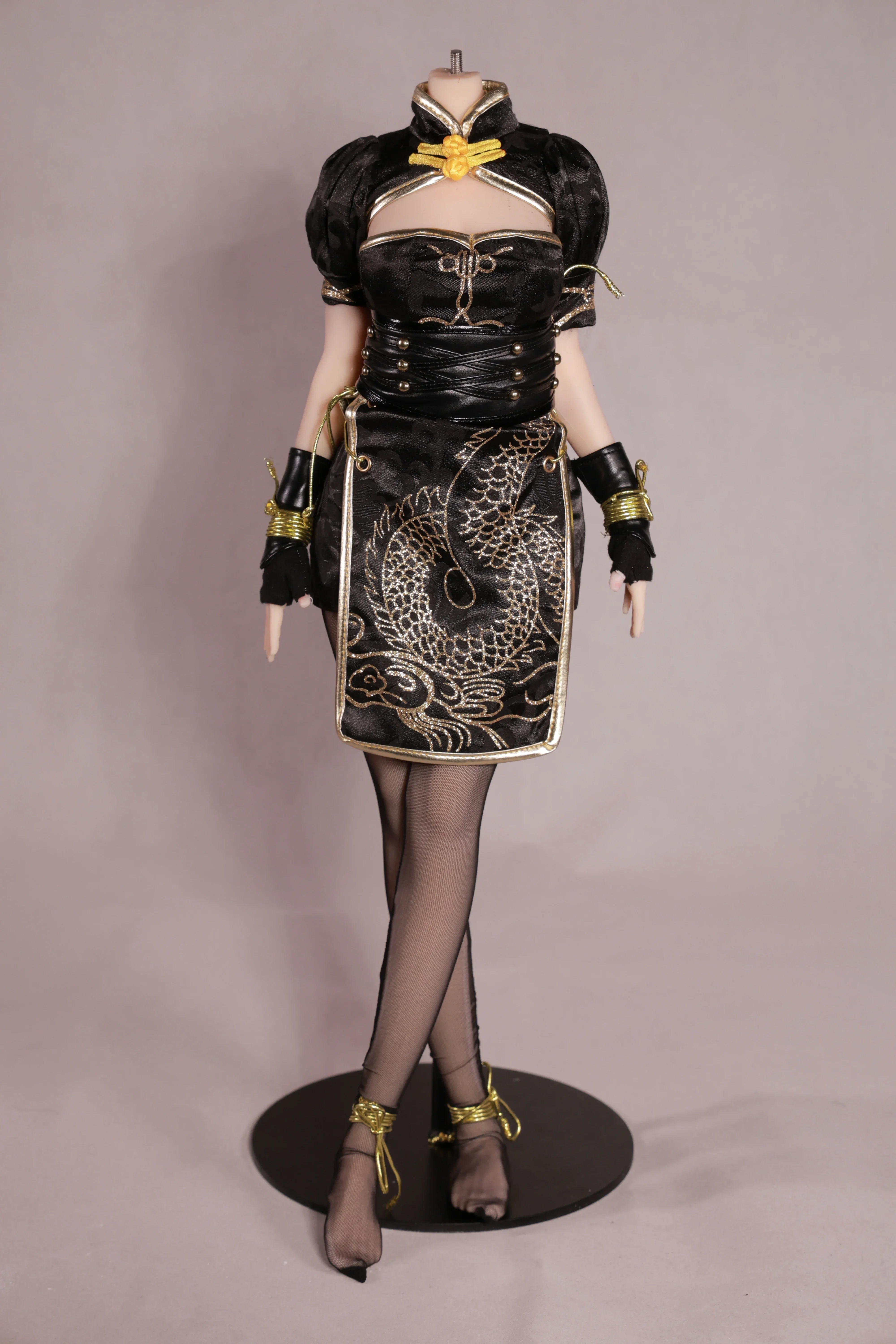 Black Embroidered Qipao Dress