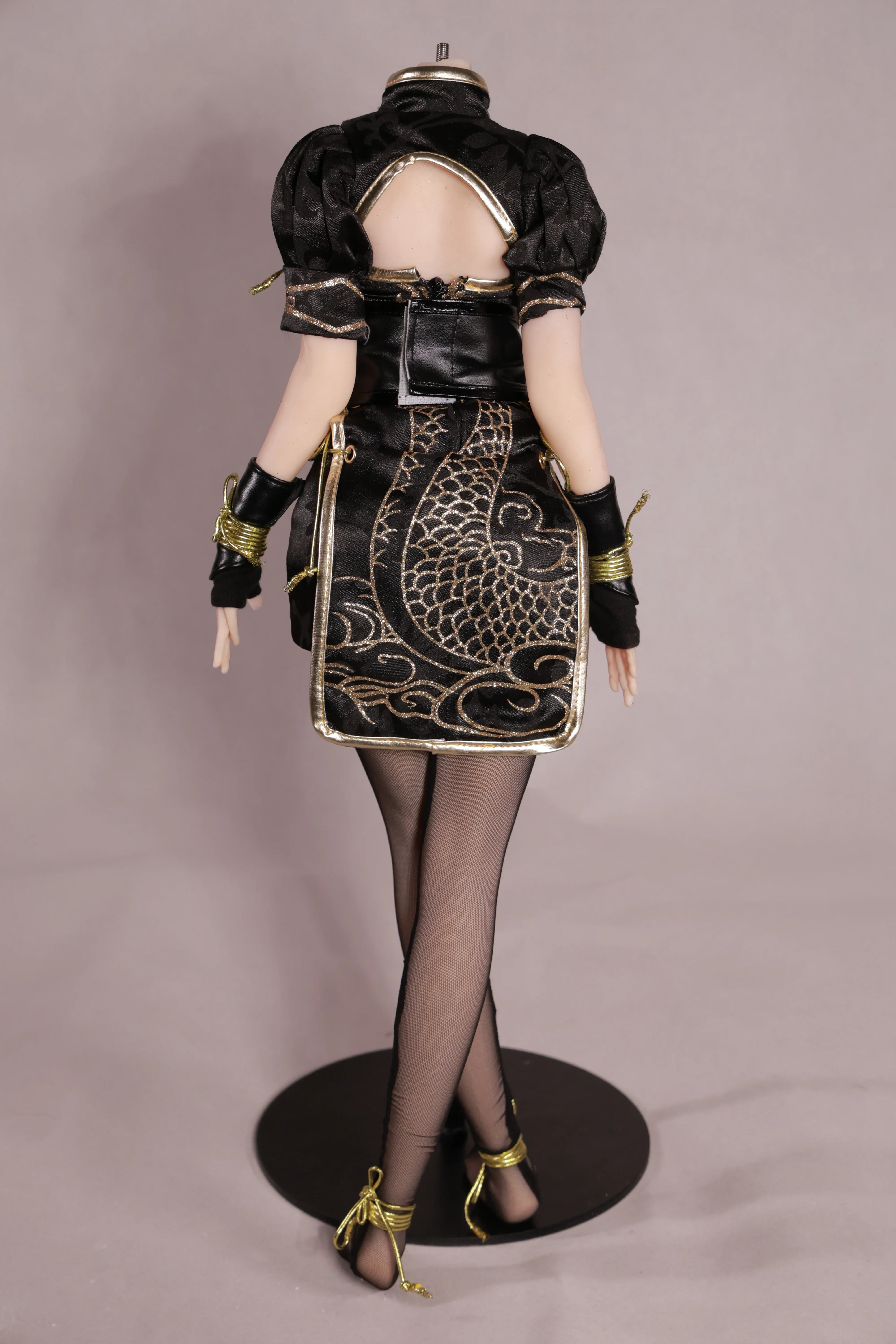 Black Embroidered Qipao Dress